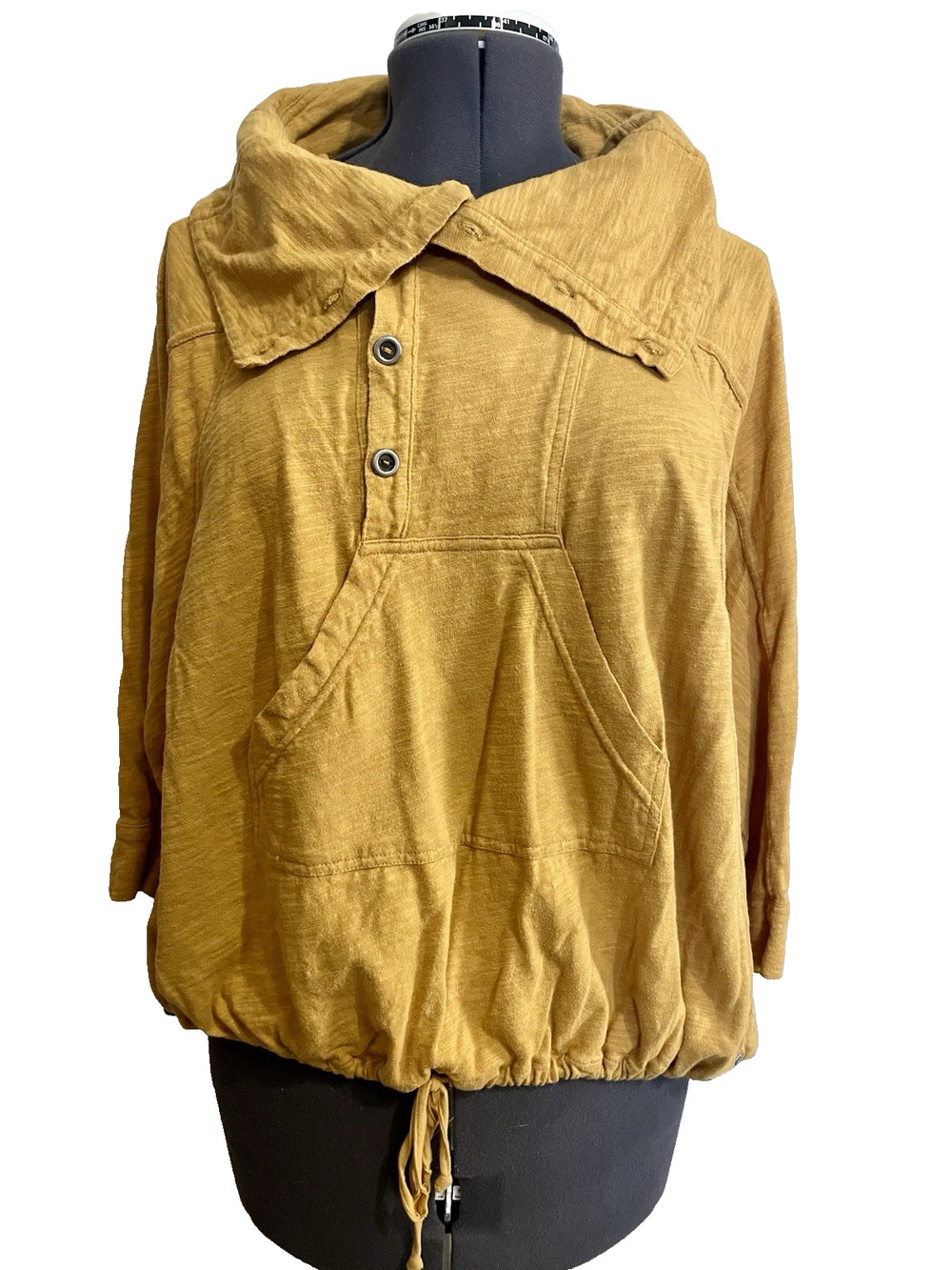 Neon Buddha Cowl Neck Top Size XL Mustard Yellow Cotton Boho Hippie Cotton